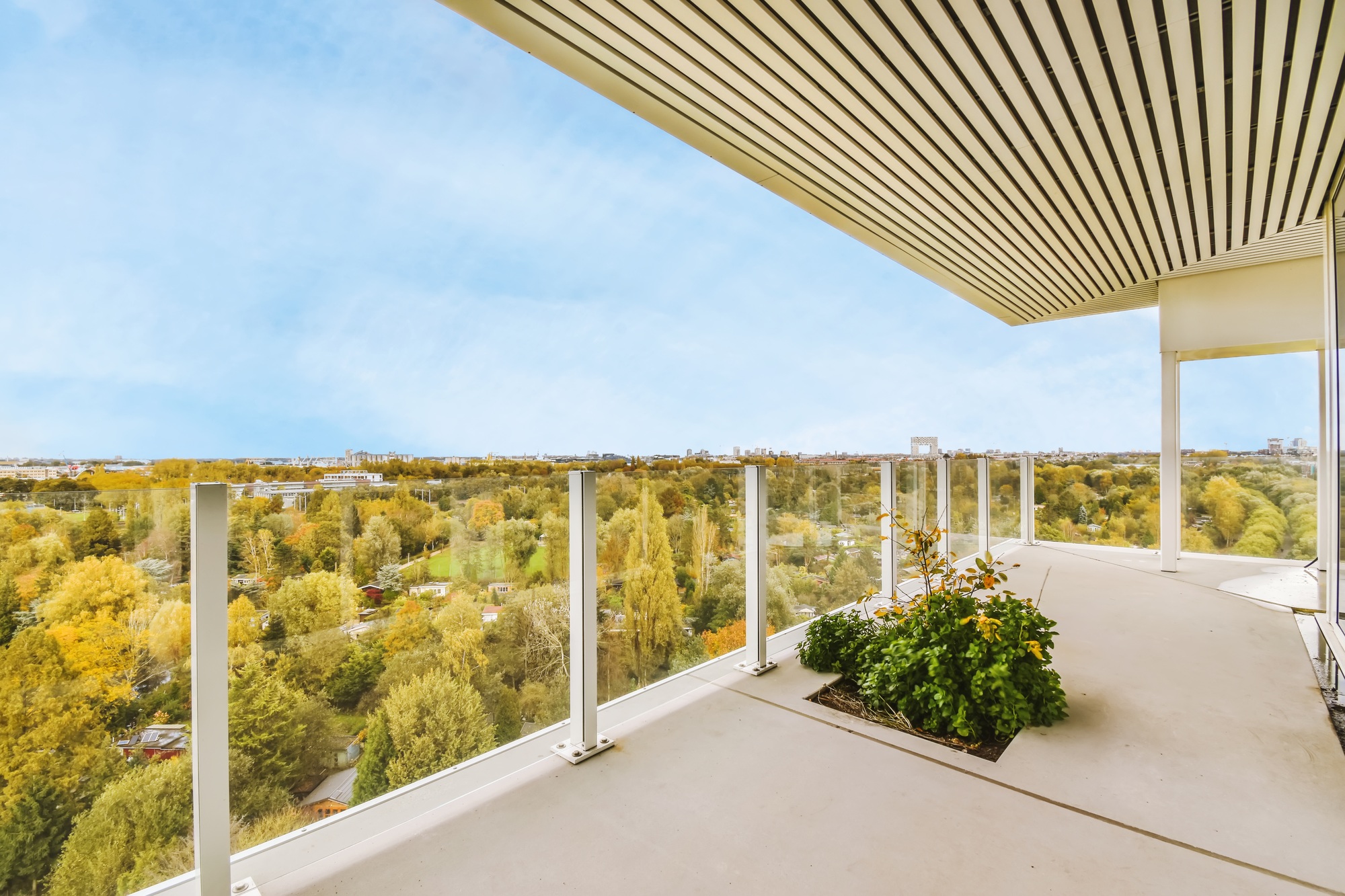 Enchanting balcony with glass railings